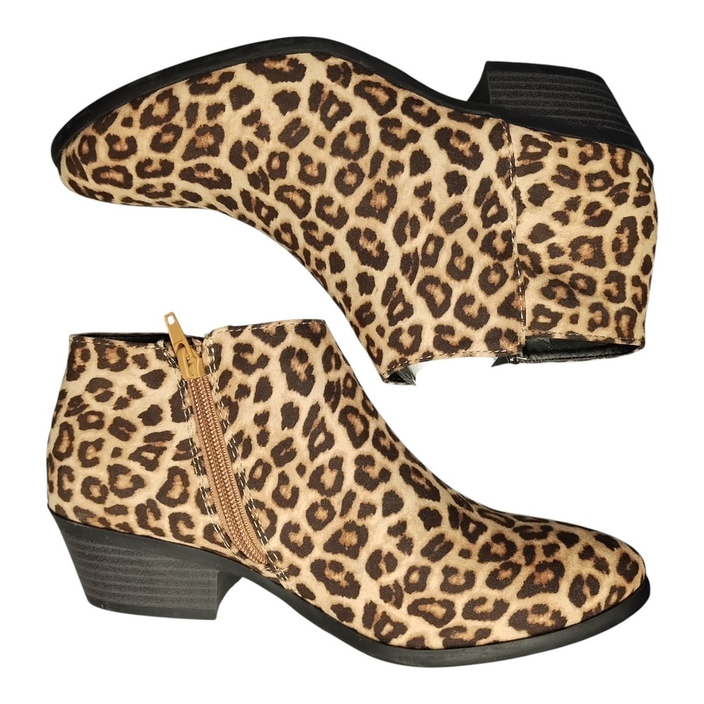 Soda Ankle Boots Womens US 7 Multi Cheetah Print Synthetic Block Heel Side Zip